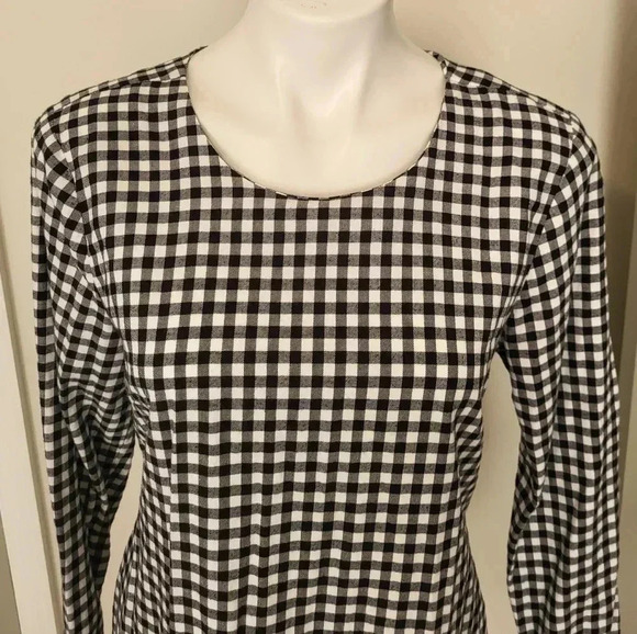 J.Crew Black/White Gingham Flannel Ruffle Bow Back Dress(S) - Picture 3 of 11